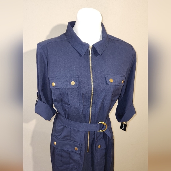 NEW Sharagono Women's Navy Dress Collared - Picture 2 of 7